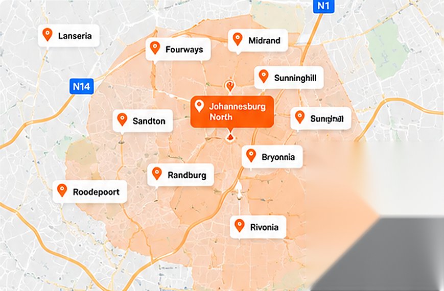 Map of the Johannesburg North suburbs we collect from